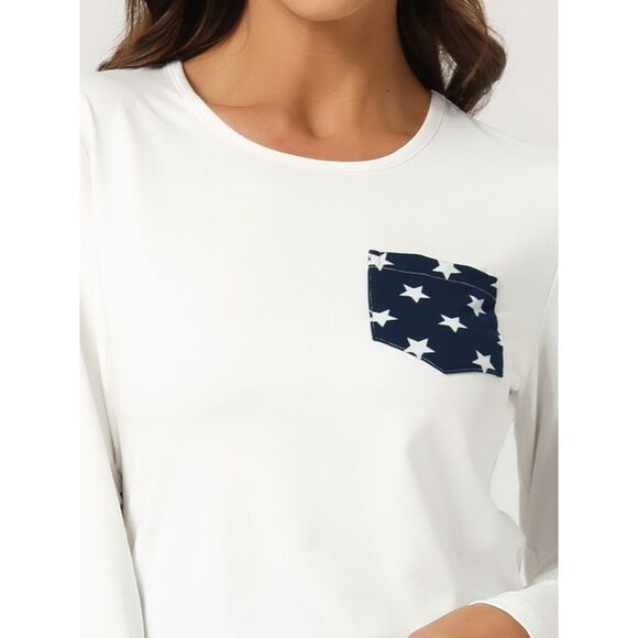 Long Sleeve Sleepwear Lounge Pants with Pockets Pajama Set White - Picture 4 of 5